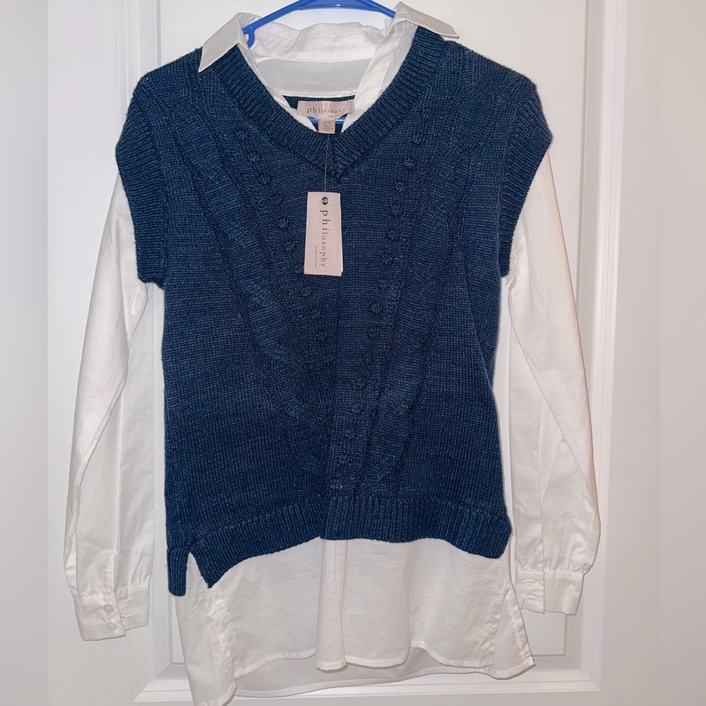 NWT philosophy xs blue sweater top